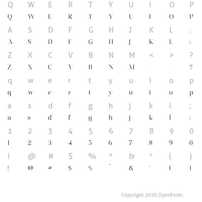 Character Map of Harfine Regular