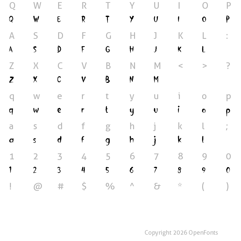 Character Map of Harmonster Demo Regular