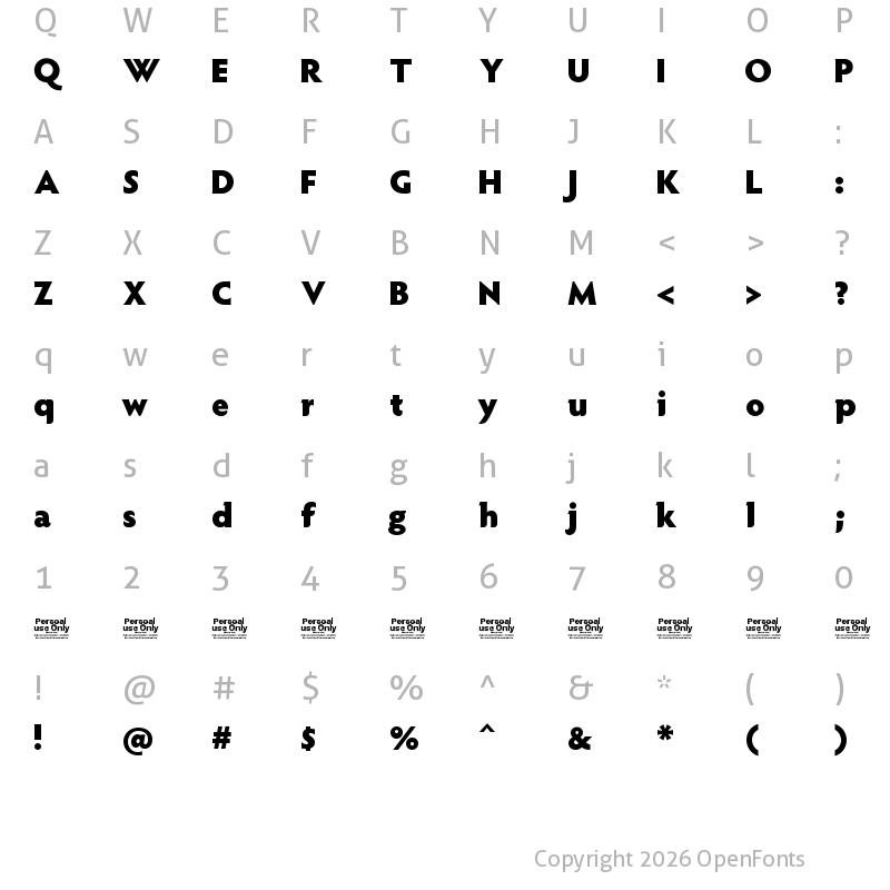 Character Map of Harper Bold