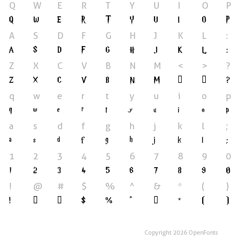 Character Map of Harry P Regular