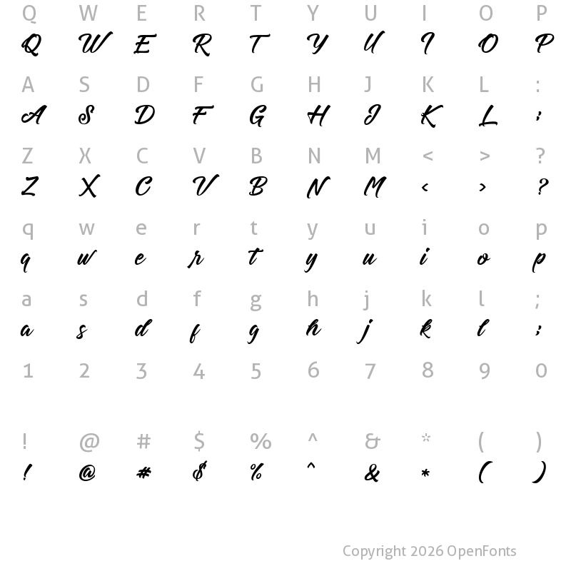 Character Map of Hastadaya Regular