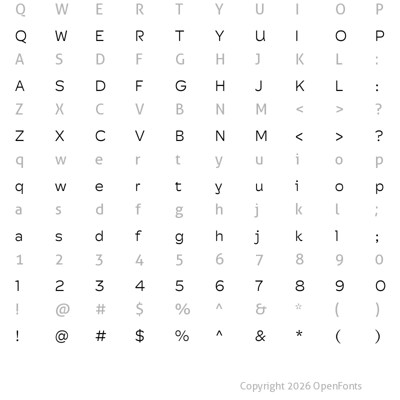 Character Map of Hatch Sans Light
