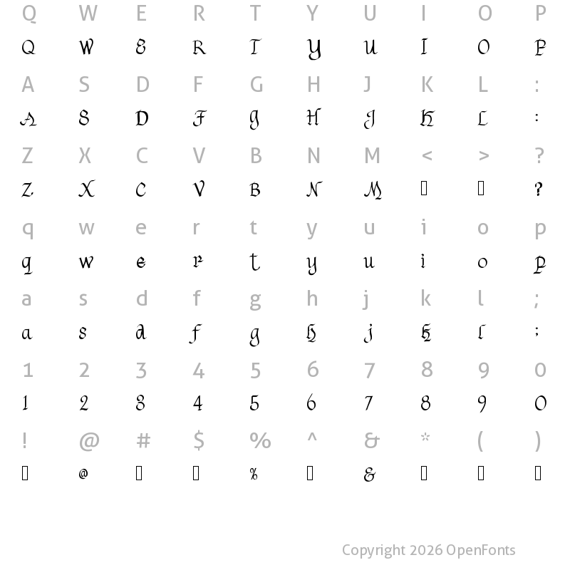 Character Map of Havenscript Regular