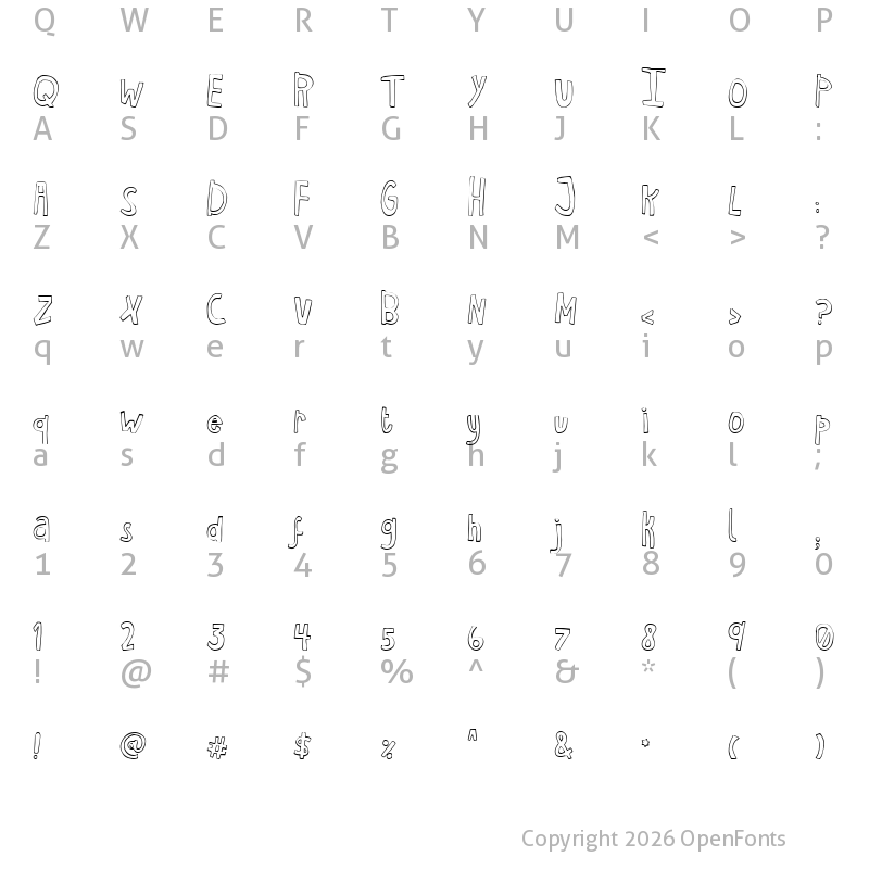 Character Map of Havent Slept in Two Days Regular