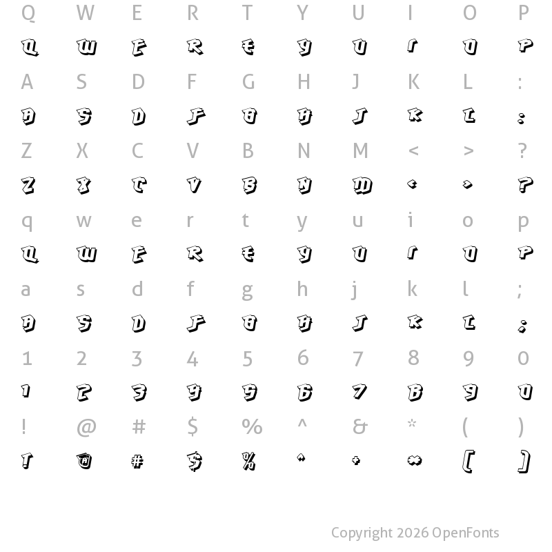 Character Map of Hawkeye Regular