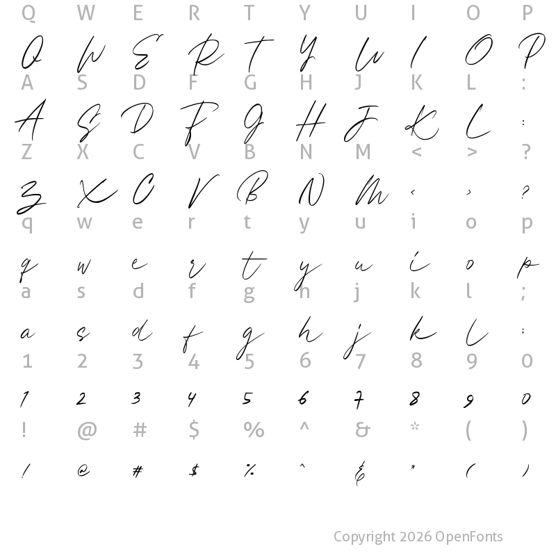 Character Map of Hayasaka Regular