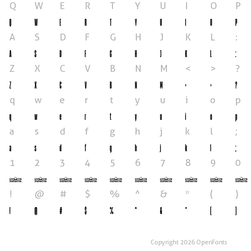 Character Map of Heading Now Trial 17 Extrabold