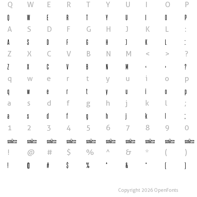 Character Map of Heading Now Trial 24 Regular