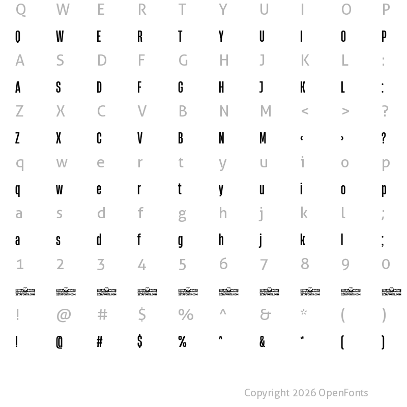 Character Map of Heading Now Trial 35 Medium