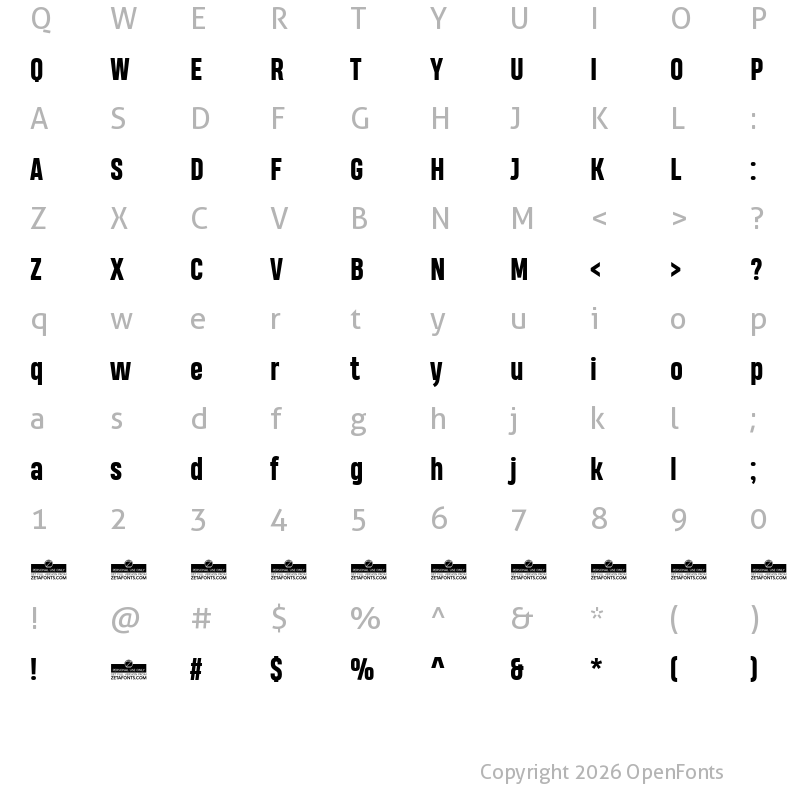 Character Map of Heading Pro Trial ExtraBold