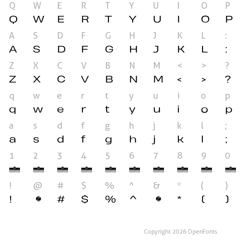 Character Map of Heading Pro Wide Trial Book