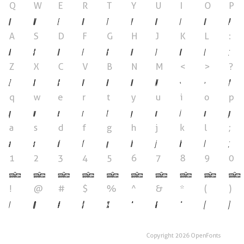 Character Map of HeadingNow Trial 05 Medium Italic