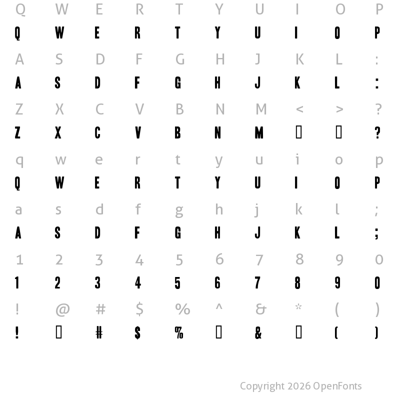 Character Map of Headline One HPLHS