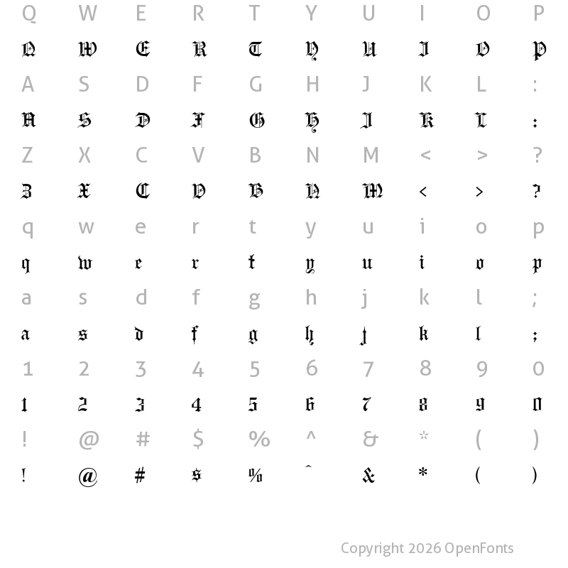 Character Map of Headline Text Regular