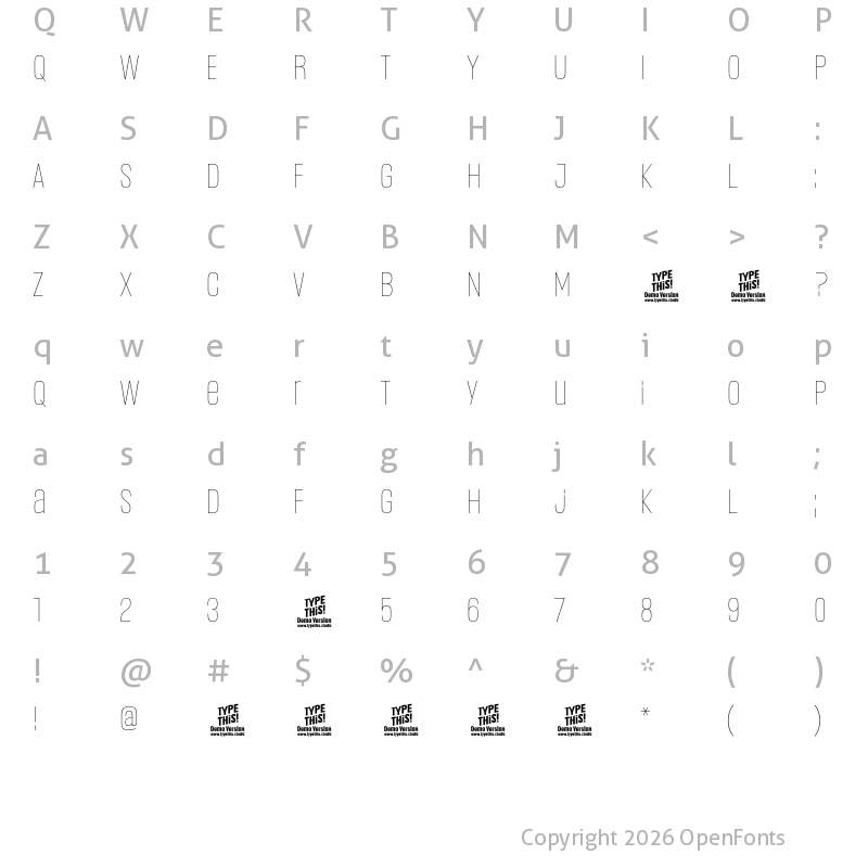 Character Map of Headlines Uni A Thin Trial