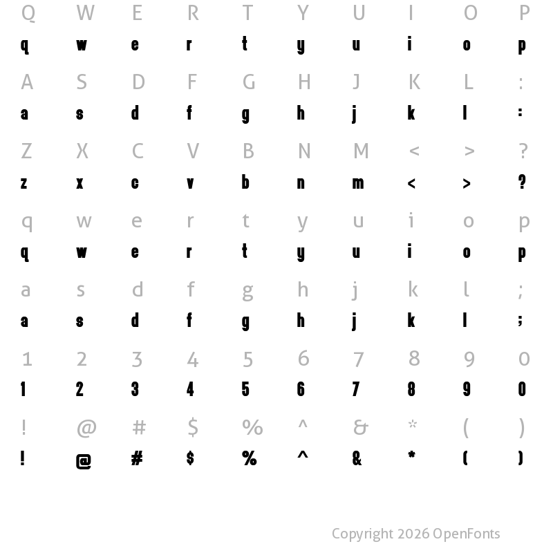 Character Map of headthinker Regular