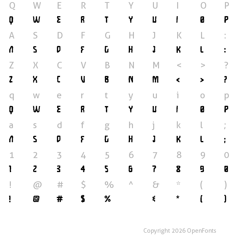 Character Map of Headtraffic DEMO Regular