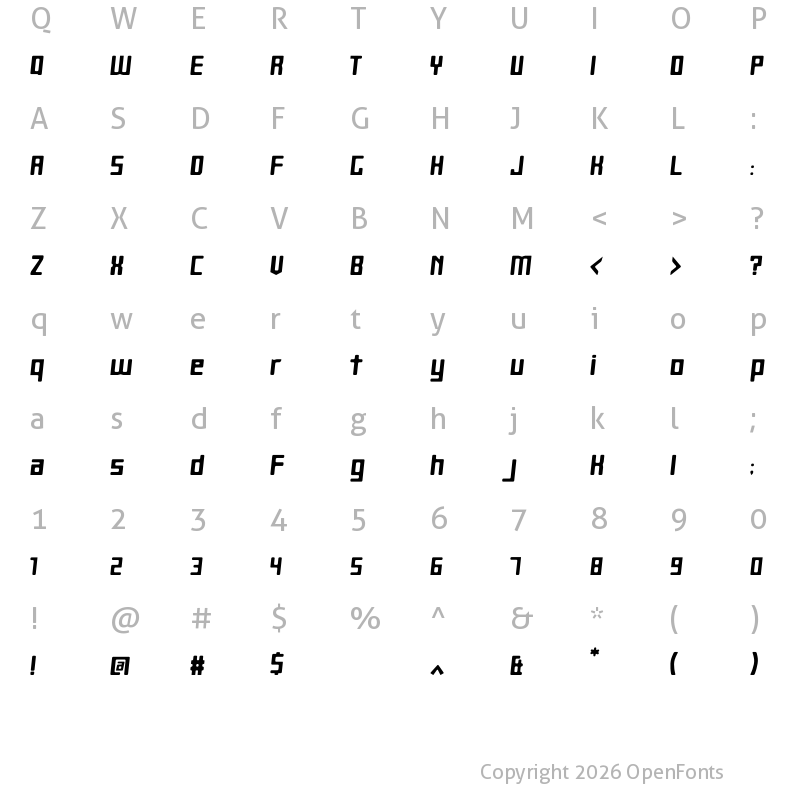 Character Map of Heartbit Bold