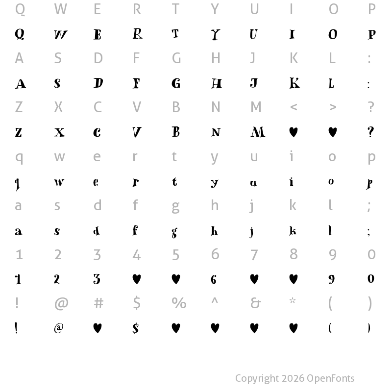 Character Map of Heartsome DEMO Regular