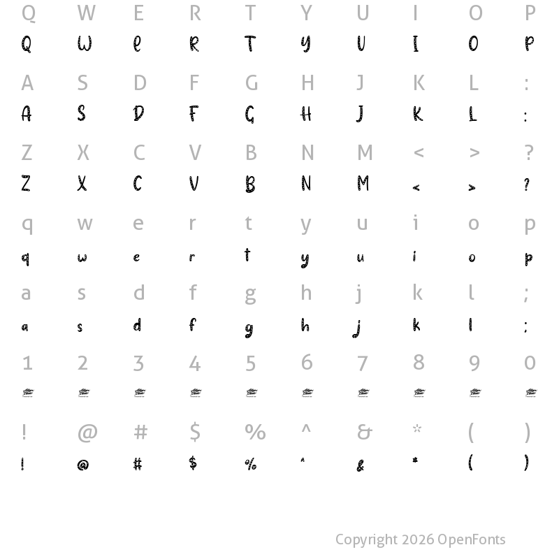 Character Map of Hearty Chintya - Personal Use Display Personal Use