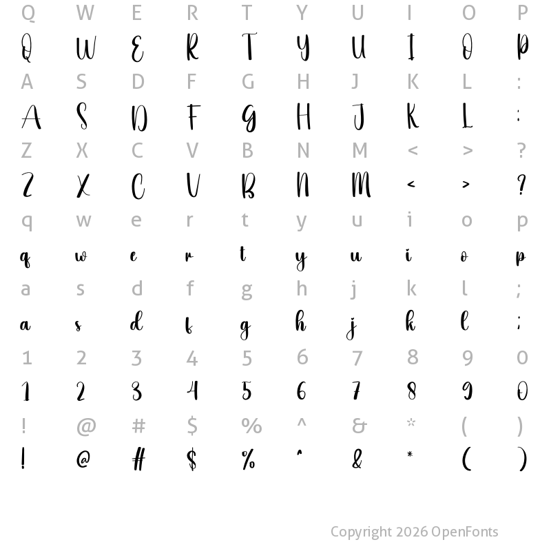 Character Map of Heaven Regular