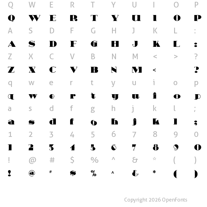Character Map of Heavy Tripp NF Regular