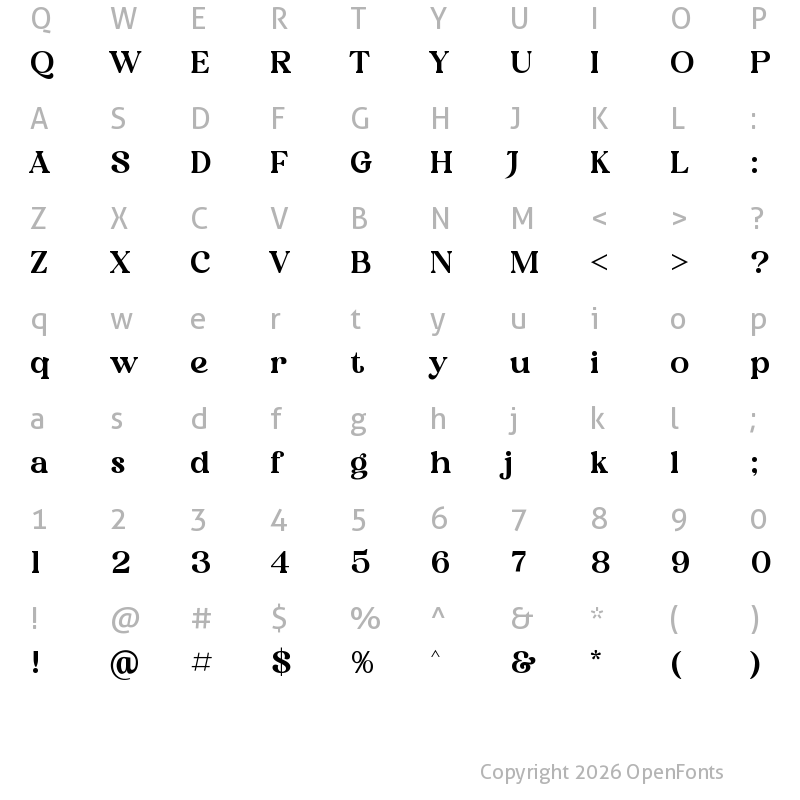 Character Map of Heibird Regular