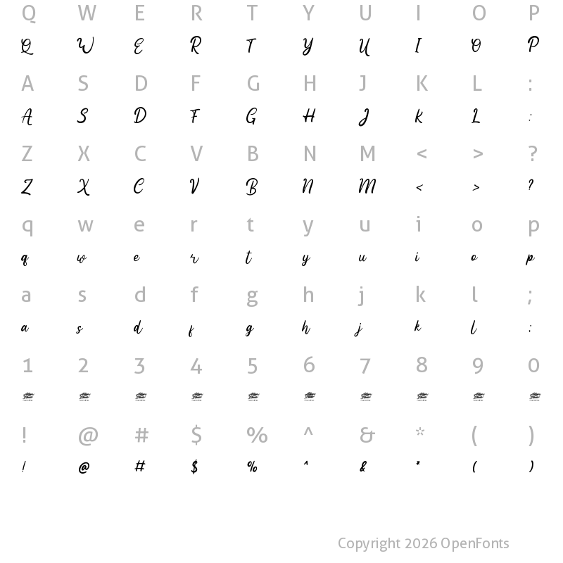 Character Map of Heland - Personal Use Regular
