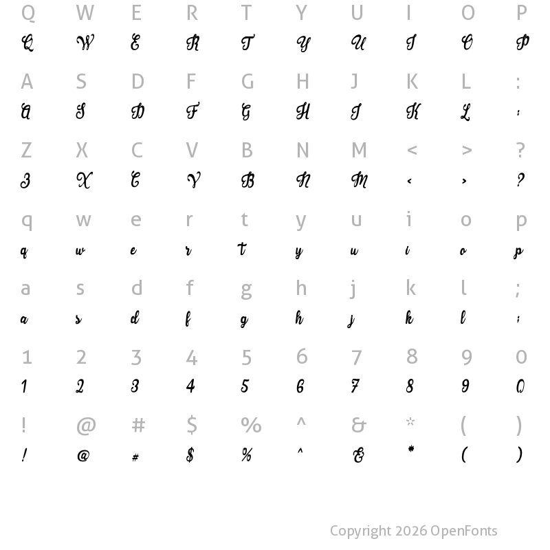 Character Map of Helatesa Script Regular