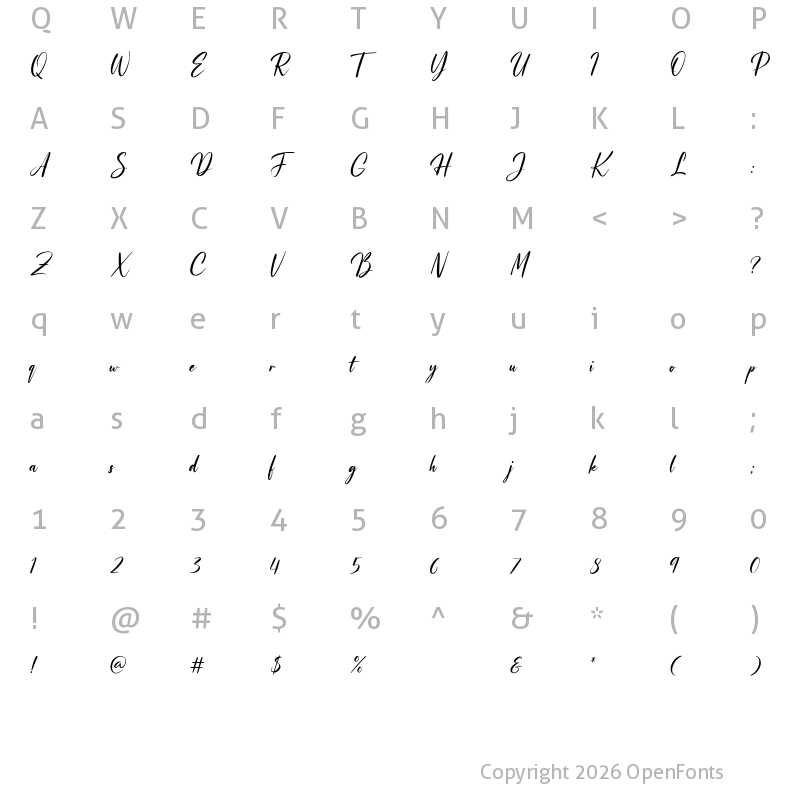 Character Map of Helena Johnsmith Regular