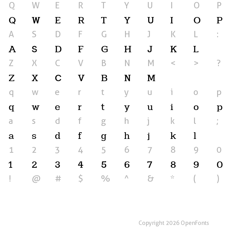 Character Map of Heliony Regular