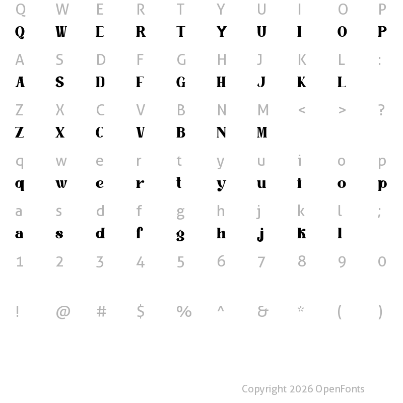 Character Map of Helios Retro Regular
