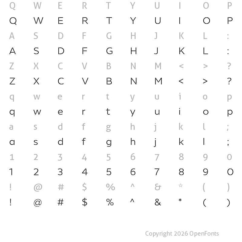 Character Map of Helios Stencil Regular
