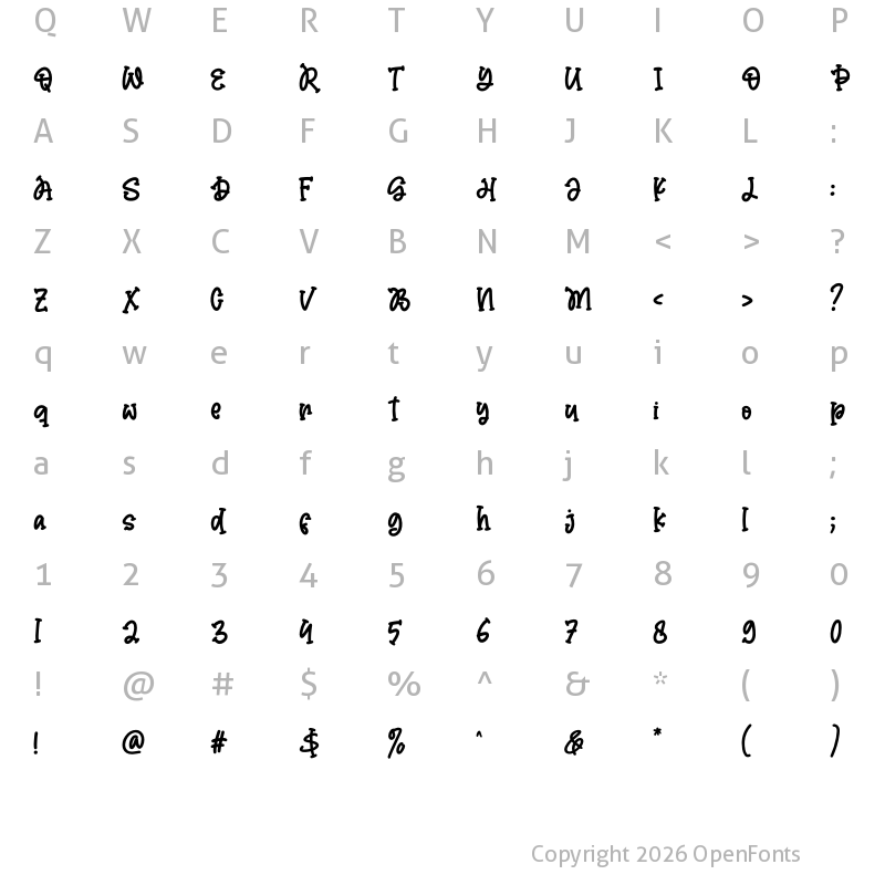 Character Map of Hello Angel Regular