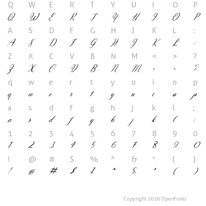 Character Map of Hello Anggela Regular