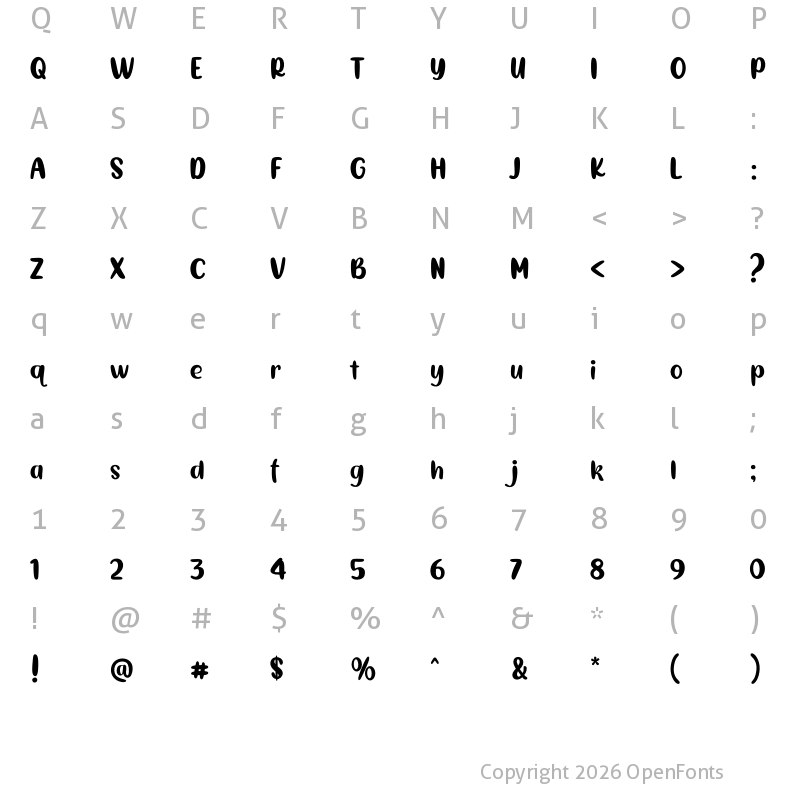 Character Map of Hello Avocado Regular