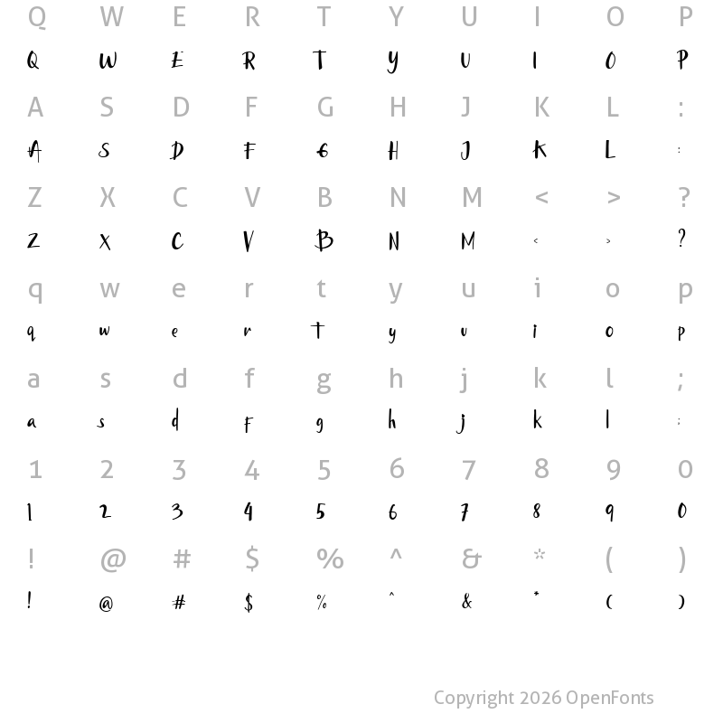 Character Map of Hello Bunny Demo