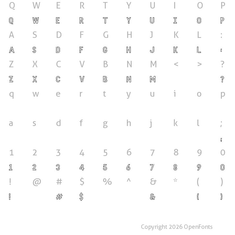 Character Map of HELLO DENVER DISPLAY REGULAR Regular