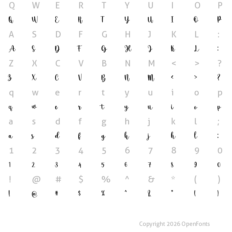 Character Map of Hello Dosky Regular
