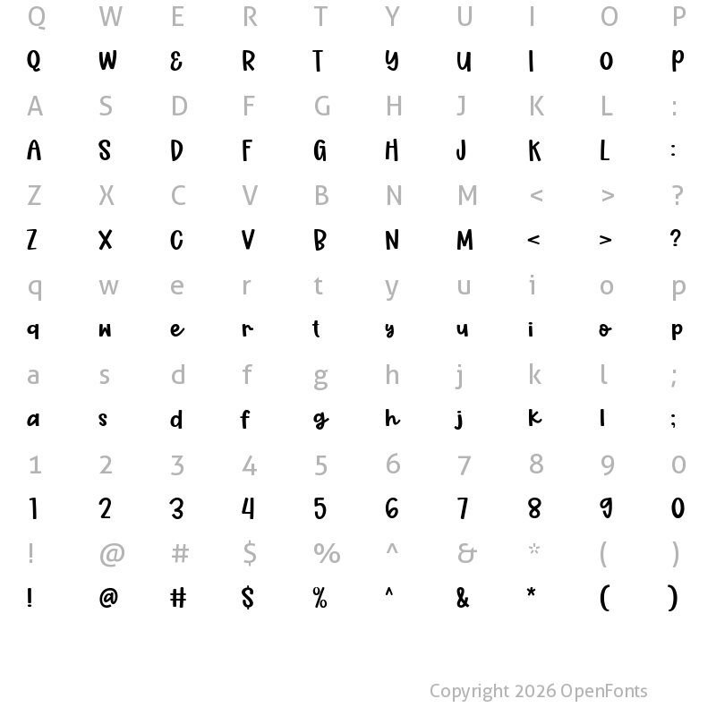 Character Map of Hello Farmer Regular