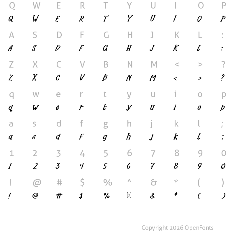 Character Map of Hello Friend Regular