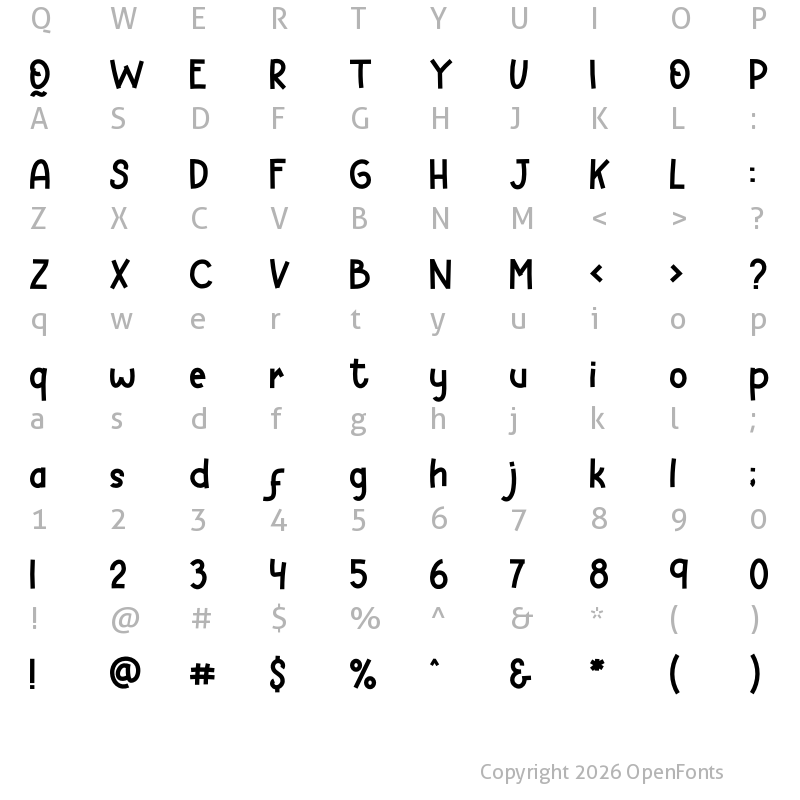 Character Map of HELLO GIRAFFE Regular