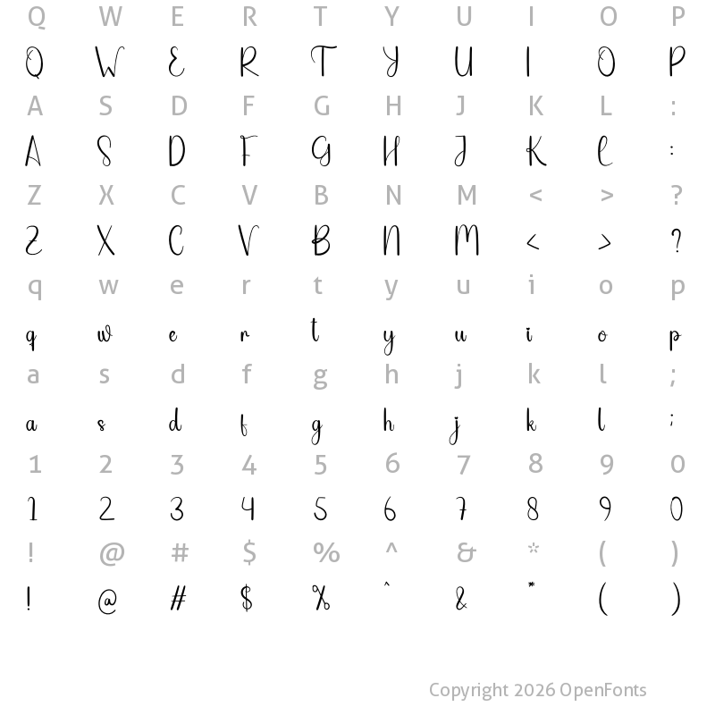 Character Map of Hello Heart Regular