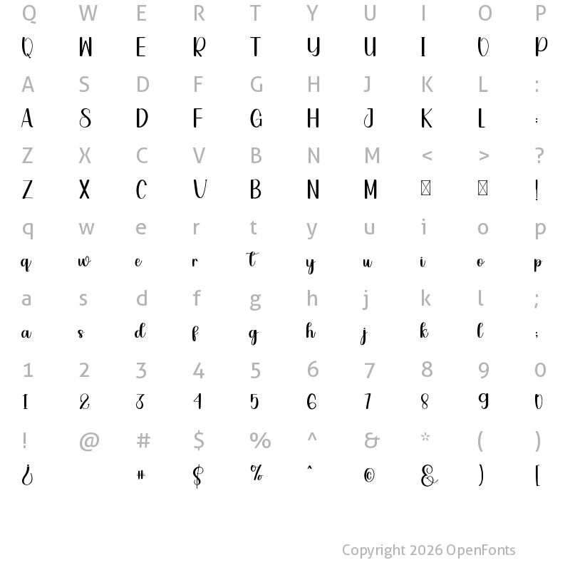 Character Map of HELLO Holidays Regular
