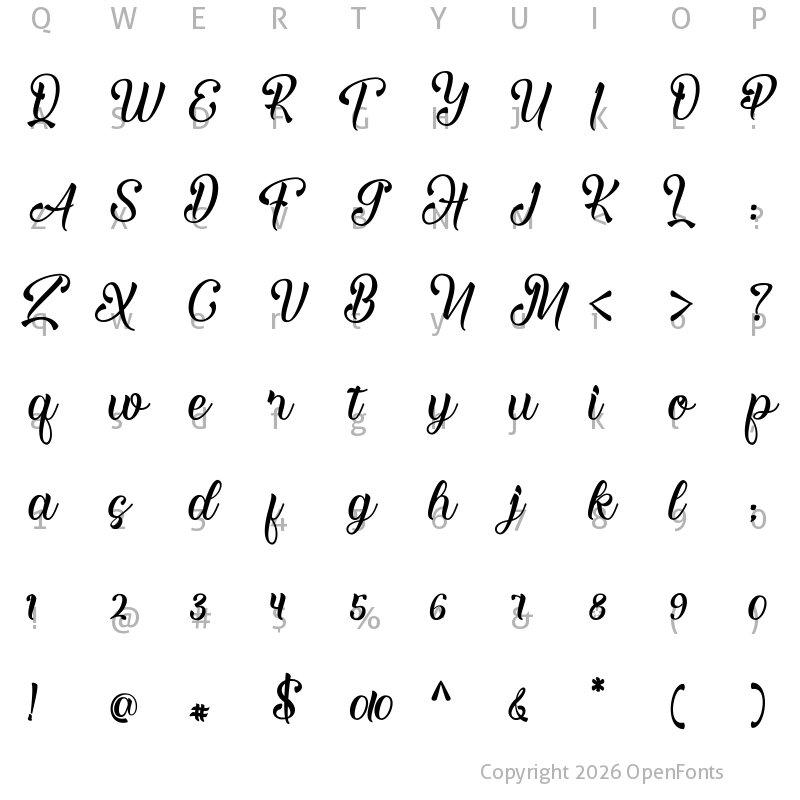 Character Map of Hello Januari Regular