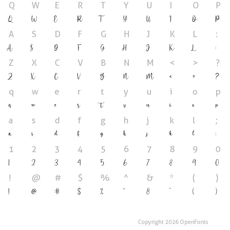 Character Map of Hello Lovely Regular