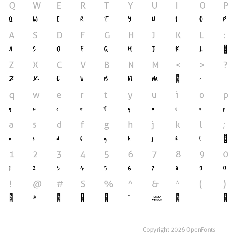 Character Map of Hello Monday Regular