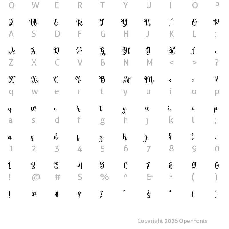 Character Map of hello Regular
