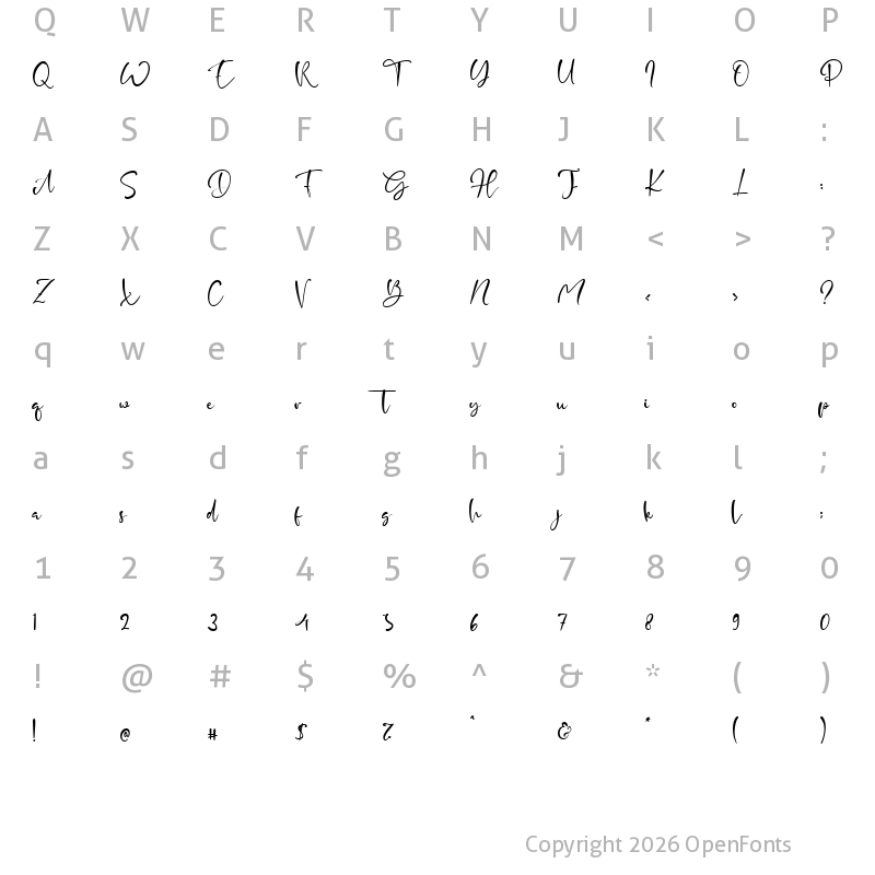 Character Map of Hello Sannie Regular