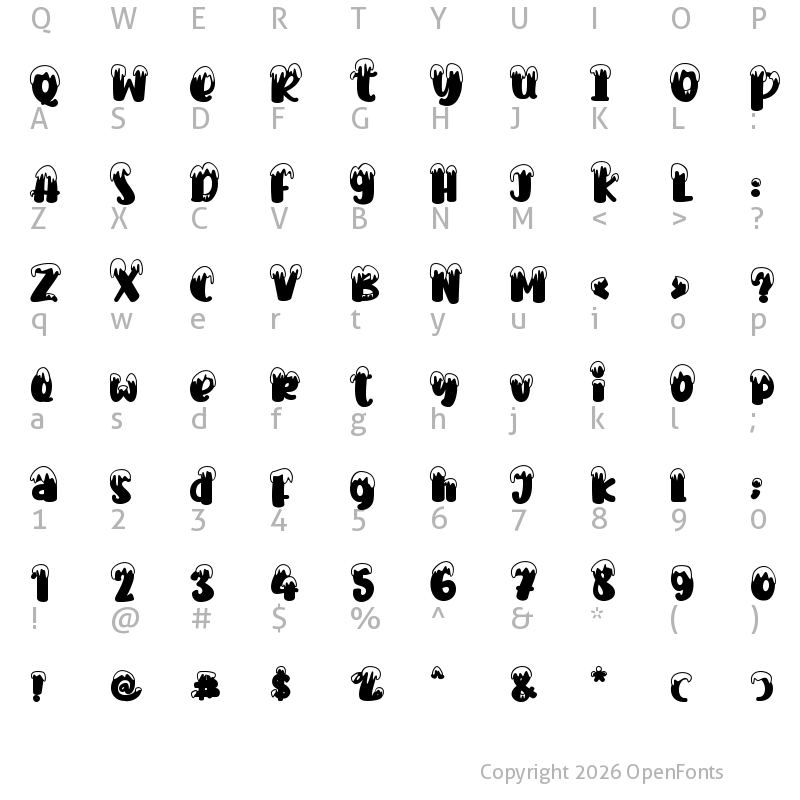 Character Map of Hello Snow - Personal use Regular